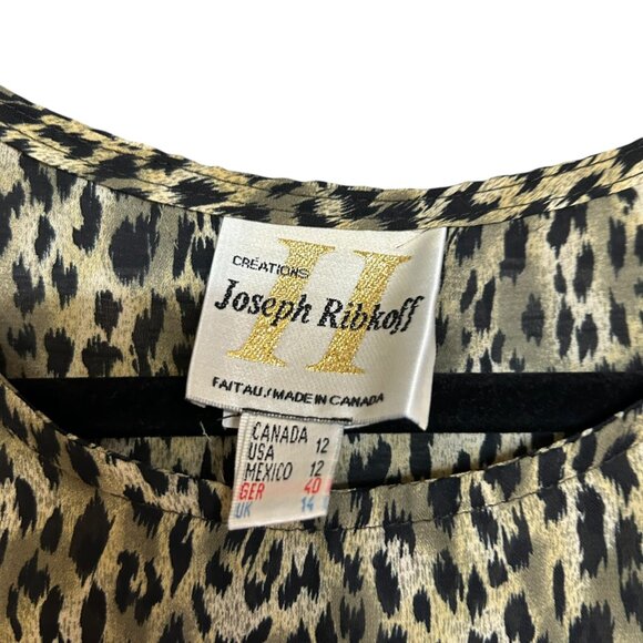 Vintage Joseph Ribkoff Leopard Print Sleeveless Shell Tank Top Size 12 - Picture 2 of 4